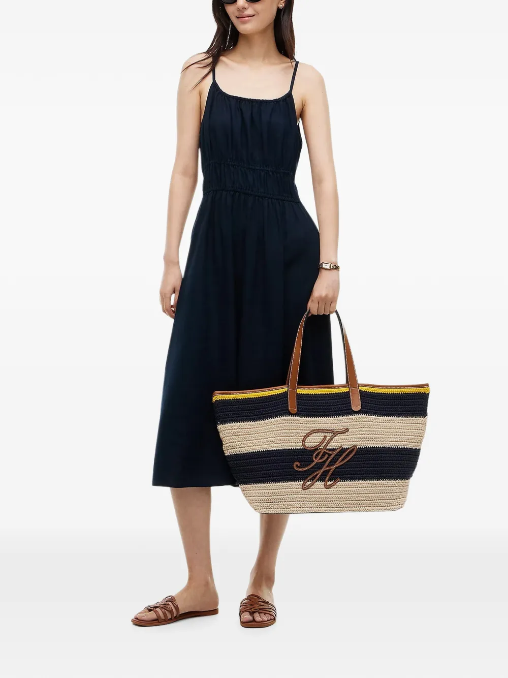 Tommy Hilfiger Gestreepte shopper met logo-patch Blauw