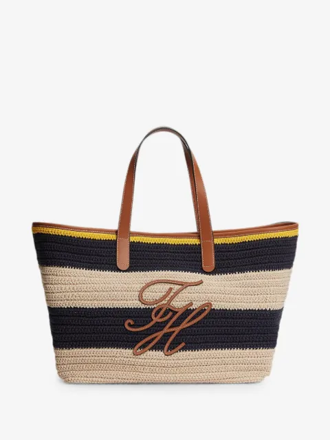 Tommy Hilfiger tote con parche del logo y motivo de rayas