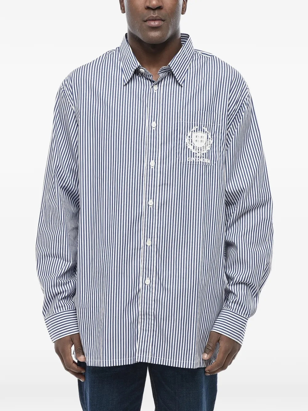 Givenchy logo刺绣条纹衬衫 | 蓝色 | Image 1