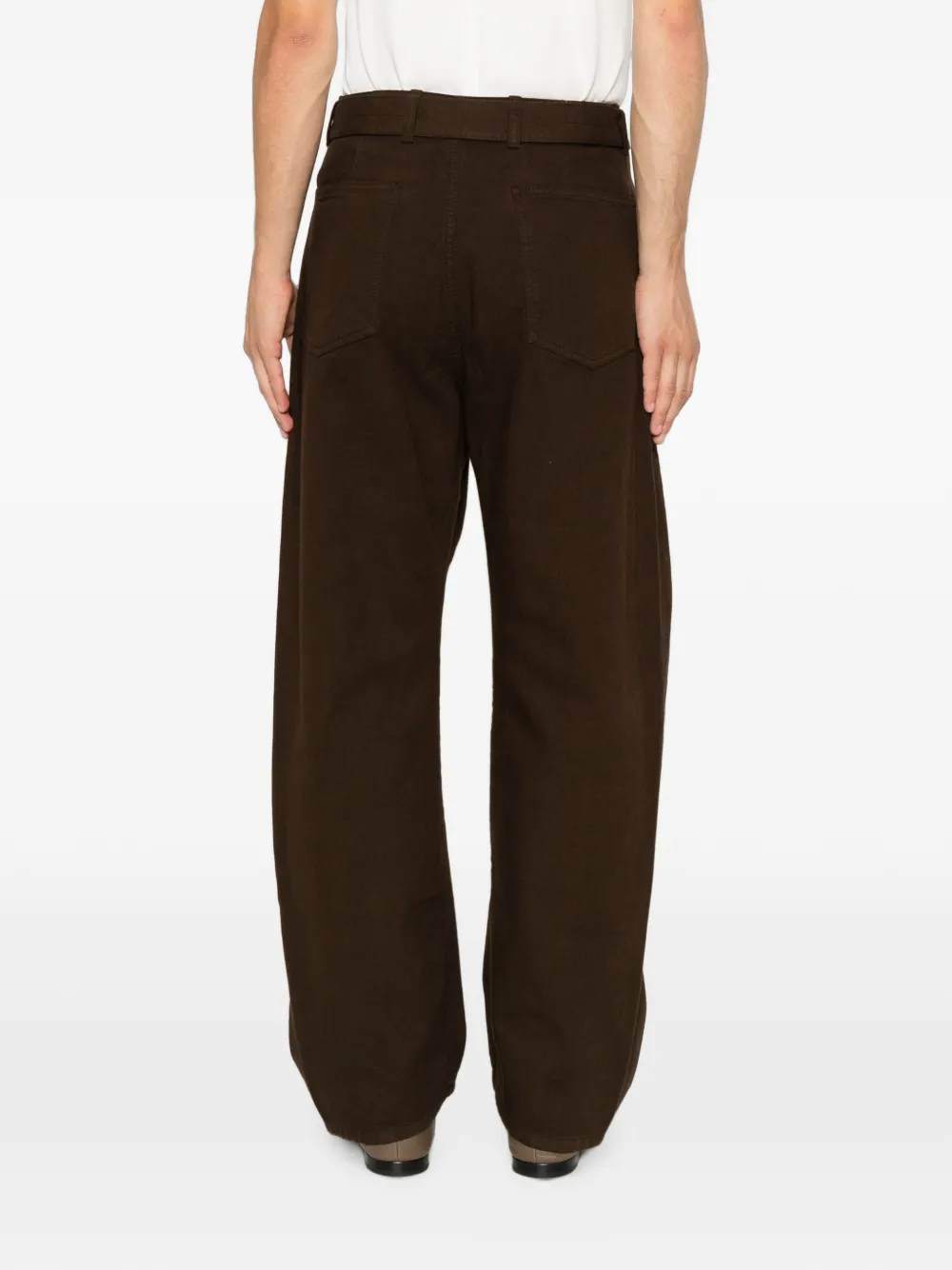 LEMAIRE Twisted broek met ceintuur en geverfd effect Bruin
