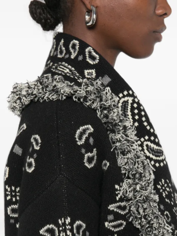 Alanui paisley-jacquard Fringed Cardigan | Black | FARFETCH