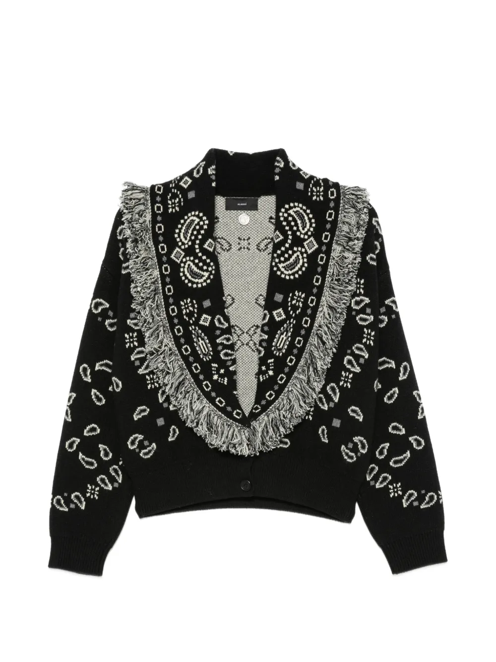 Alanui paisley-jacquard fringed cardigan - Nero