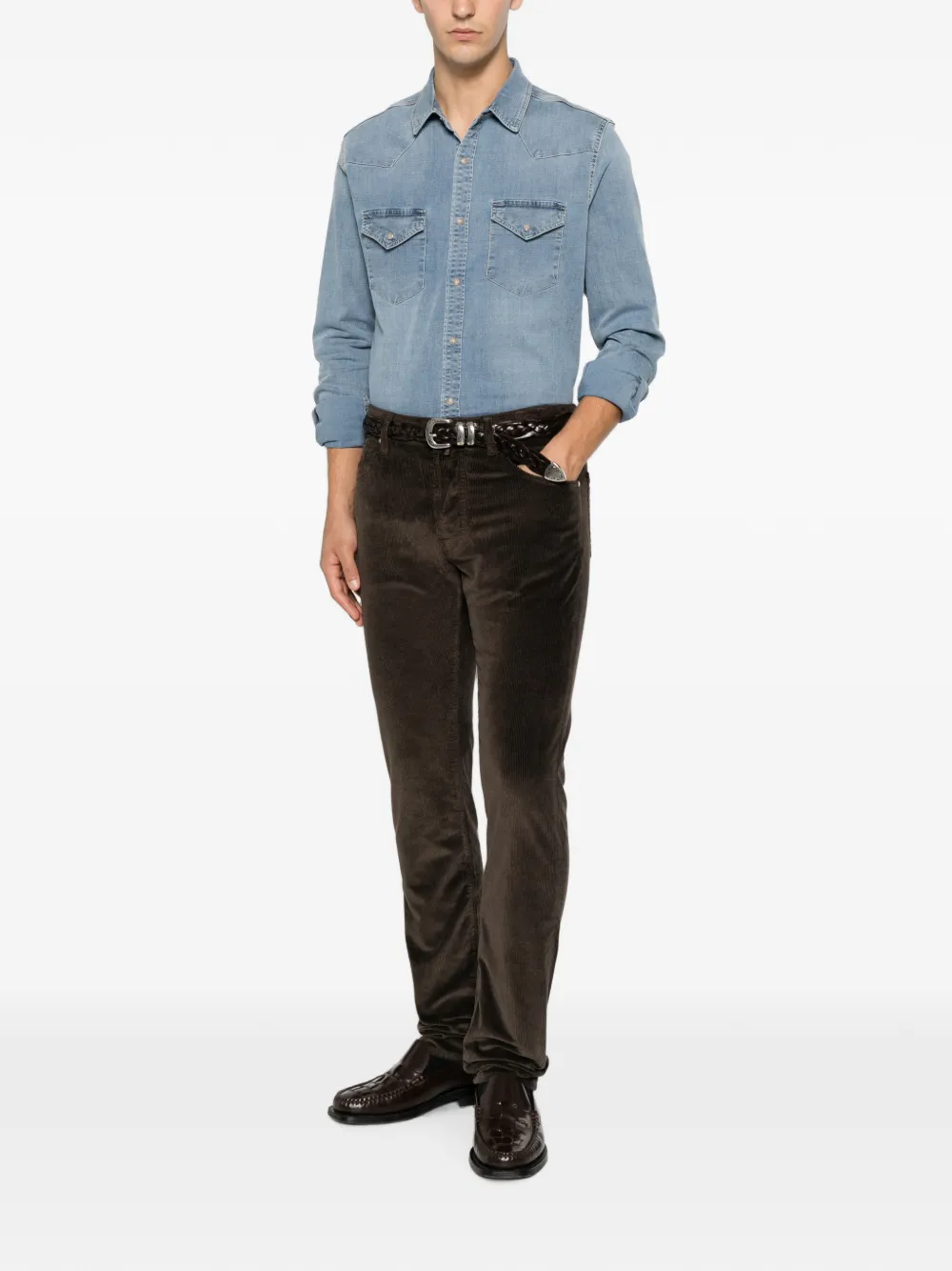 Jacob Cohën Jeans met ribfluwelen effect Bruin