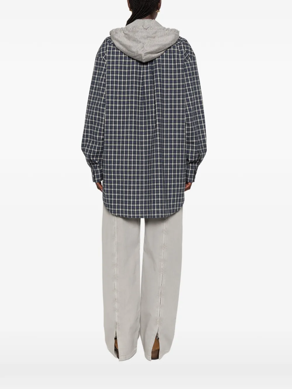 Miu Geruit flanellen shirt Blauw
