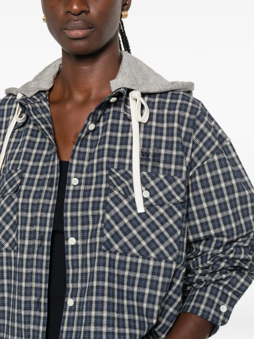 Miu Geruit flanellen shirt Blauw