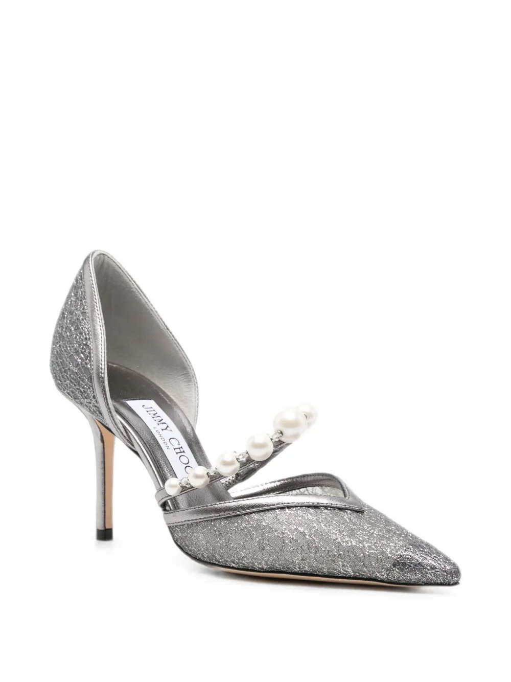 Jimmy Choo Aurelie pearl-embellished heeled pumps Grijs
