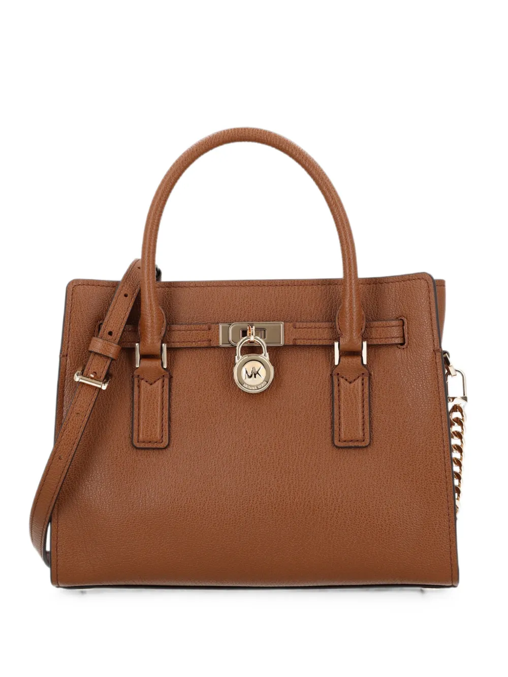 Michael Kors Hamilton logo-pendant pebbled-texture tote bag Bruin