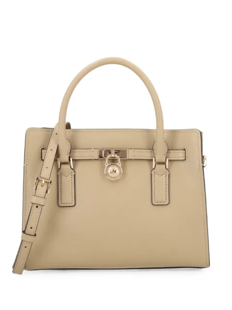 Michael Michael Kors Hamilton logo-padlock pebbled-leather tote bag