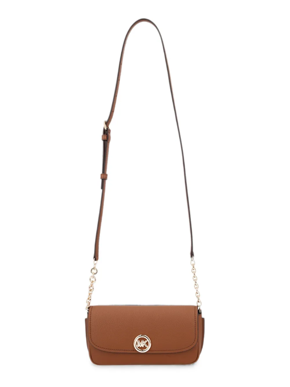 Michael Kors small Nolita logo-plaque pebbled-leather crossbody bag Bruin
