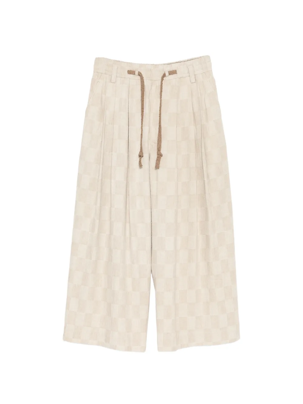 Ziggy Chen checkered drawstring trousers | Neutrals | Image 1