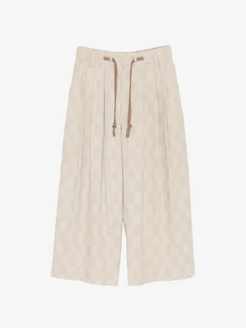 Ziggy Chen pantalones con motivo de cuadros y cordones en la pretina