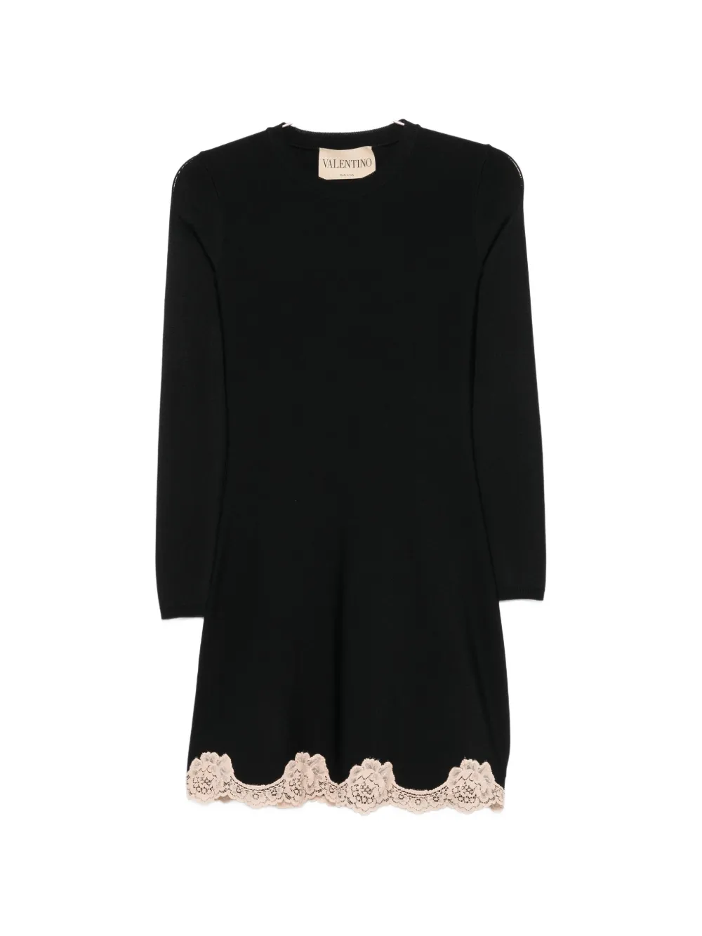 Valentino Garavani lace-trim long-sleeve mini dress - Nero