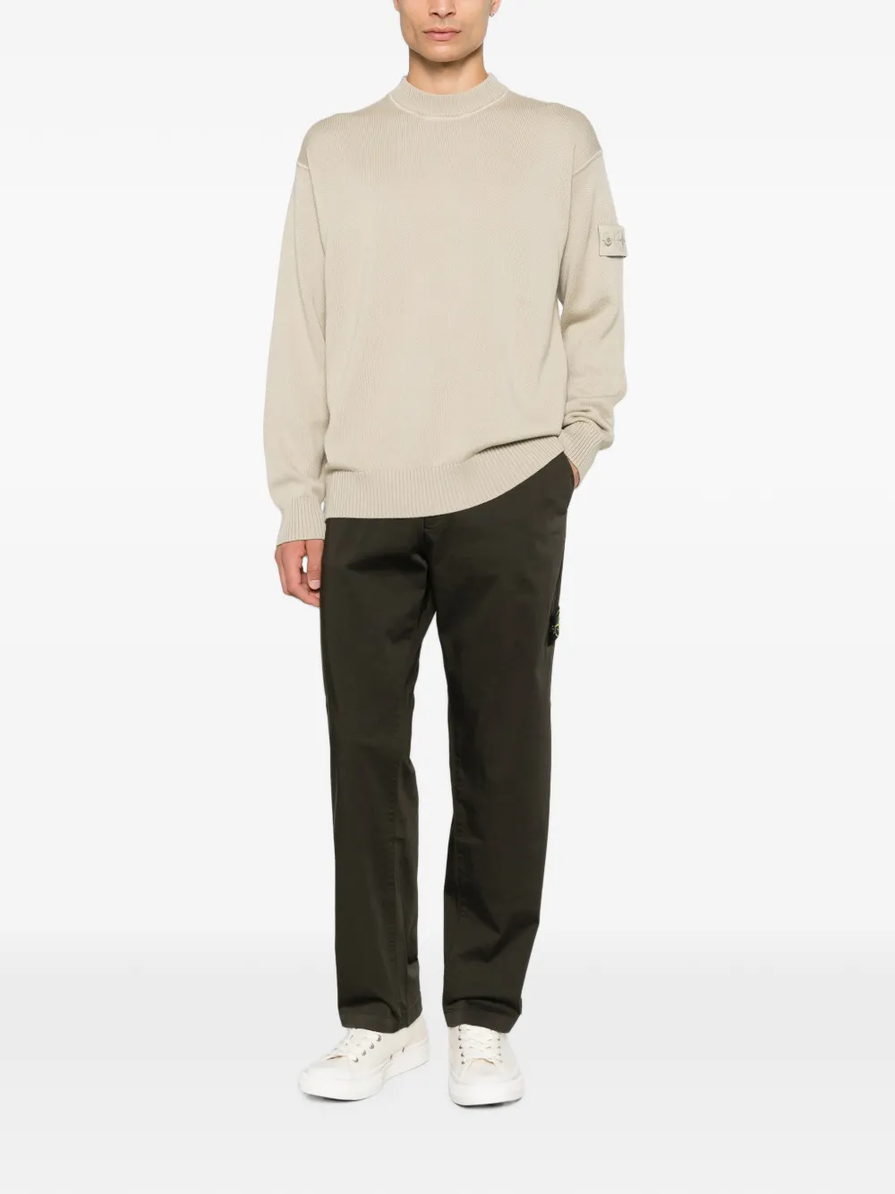 Stone Island 5100063 cotton cashmere Ghost Piece sweater Beige