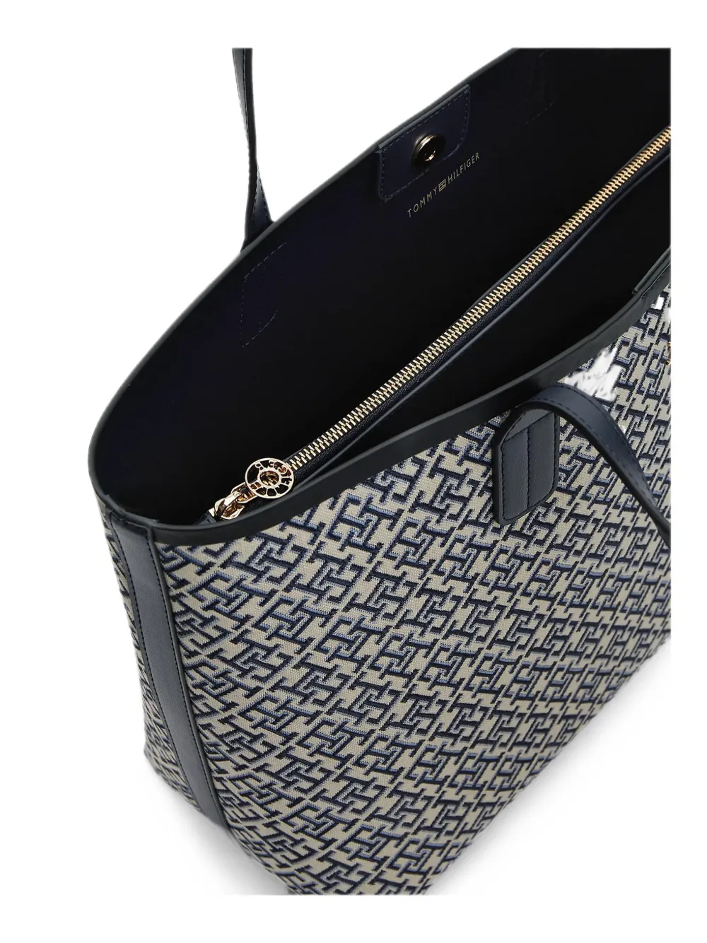 Tommy Hilfiger Shopper met monogram-patroon en logo-plakkaat Blauw