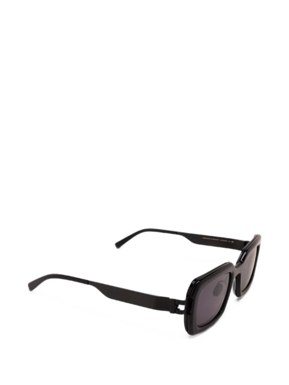 Mykita Una zonnebril met rechthoekig montuur Zwart