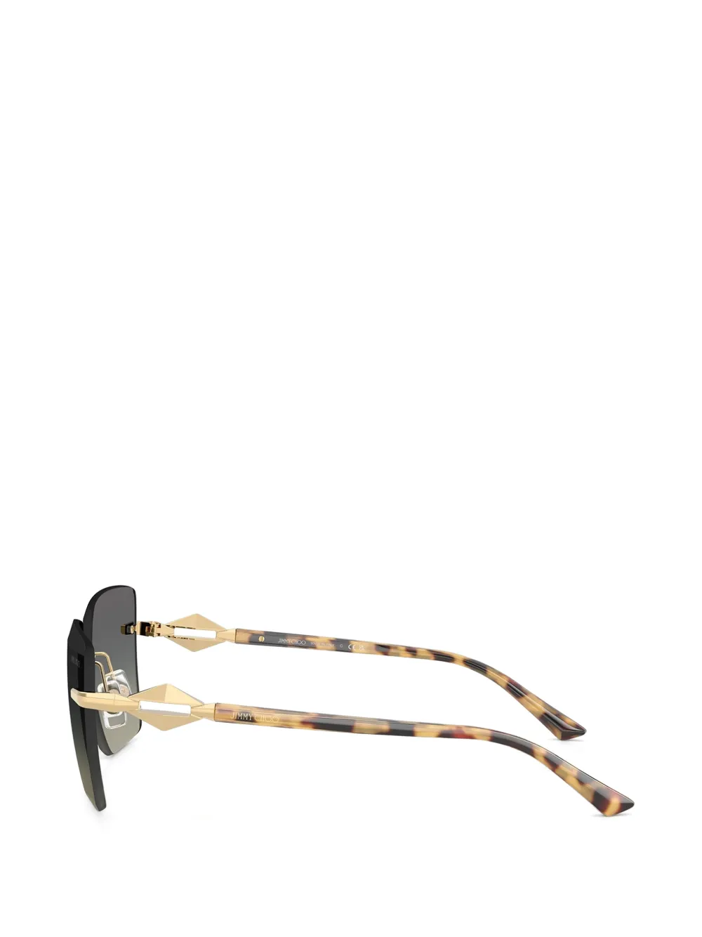 Jimmy Choo Eyewear Zonnebril met randloos vierkant montuur Goud