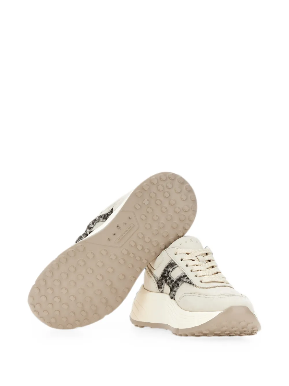 Hogan Hi-Fi sneakers met luipaardprint Beige