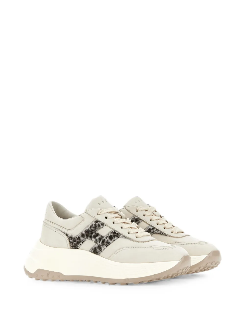 Hogan Hi-Fi sneakers met luipaardprint Beige
