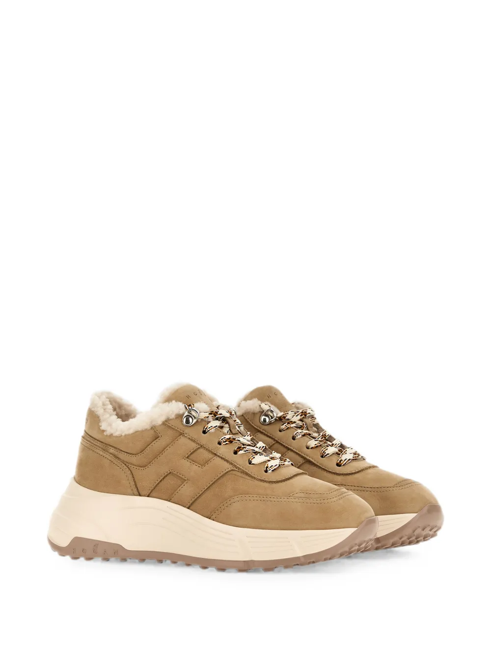 Hogan Hi-Fi sneakers met lammy afwerking Beige