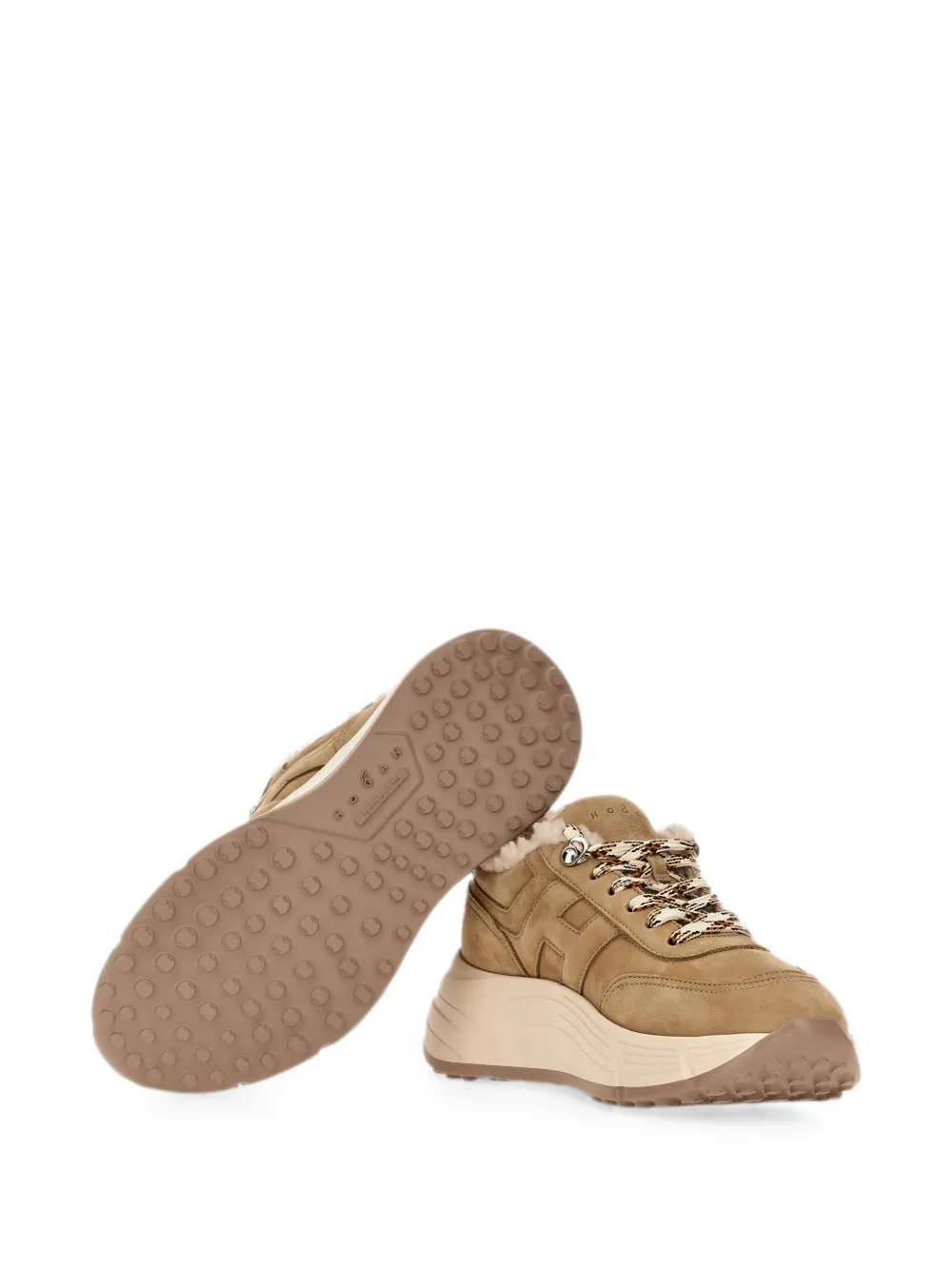 Hogan Hi-Fi sneakers met lammy afwerking Beige