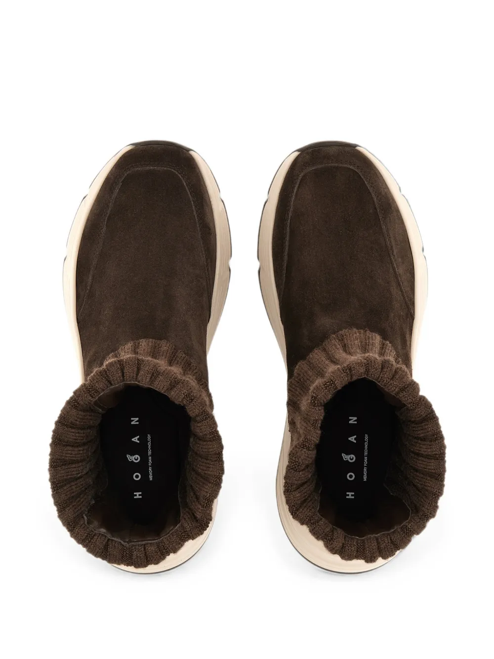 Hogan Hi-Fi ribgebreide sneakers Bruin