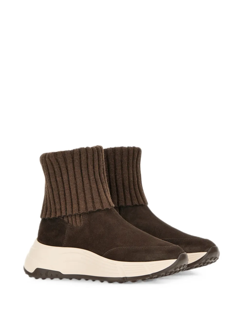 Hogan Hi-Fi ribgebreide sneakers Bruin