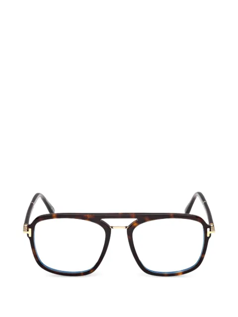 TOM FORD Eyewear tortoiseshell-effect pilot-frame glasses