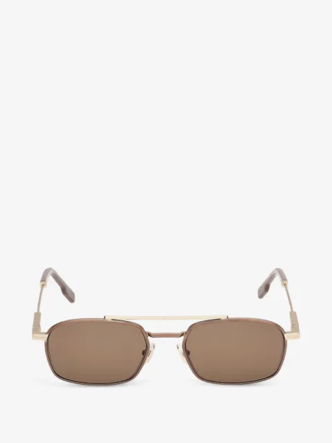 Zegna double-bridge rectangle-frame sunglasses