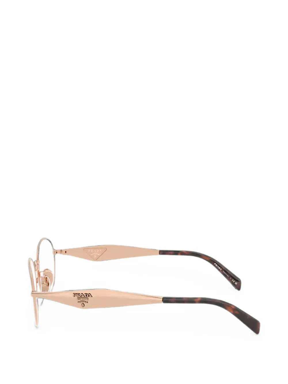 Prada Eyewear Bril met ovalen montuur en logo-plakkaat Goud