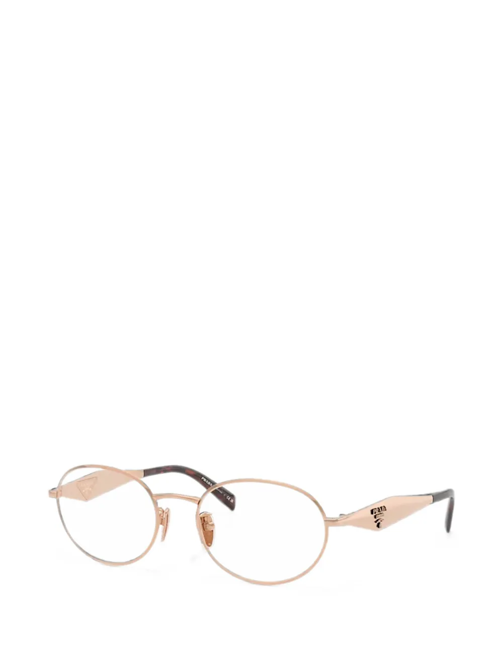 Prada Eyewear Bril met ovalen montuur en logo-plakkaat Goud