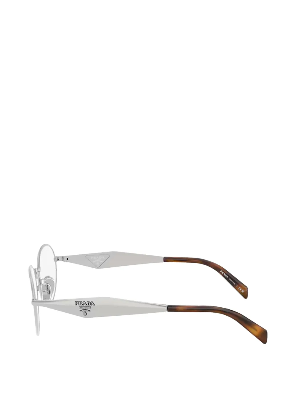 Prada Eyewear Bril met ovalen montuur en logo-plakkaat Zilver