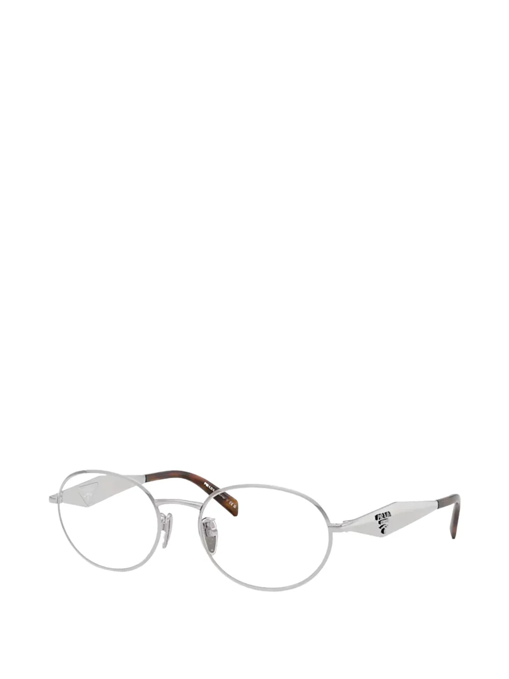 Prada Eyewear Bril met ovalen montuur en logo-plakkaat Zilver