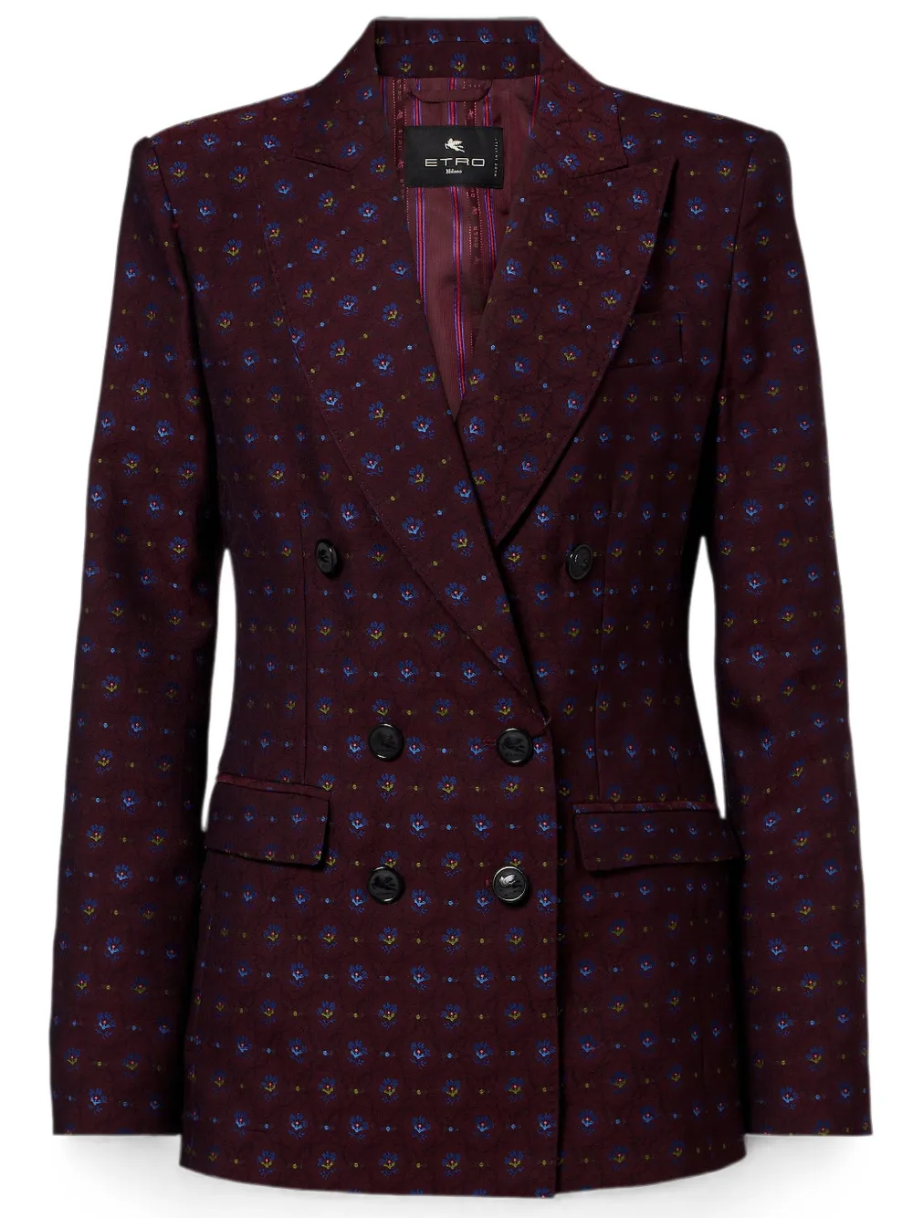ETRO Blazer met dubbele rij knopen en jacquard Rood