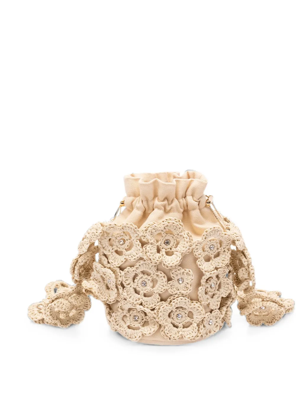Rosantica crochet crystal-embellished shoulder bag - Nude
