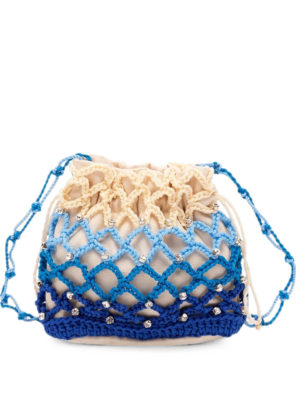 Rosantica crystal-embellished macramé crossbody bag - Blu