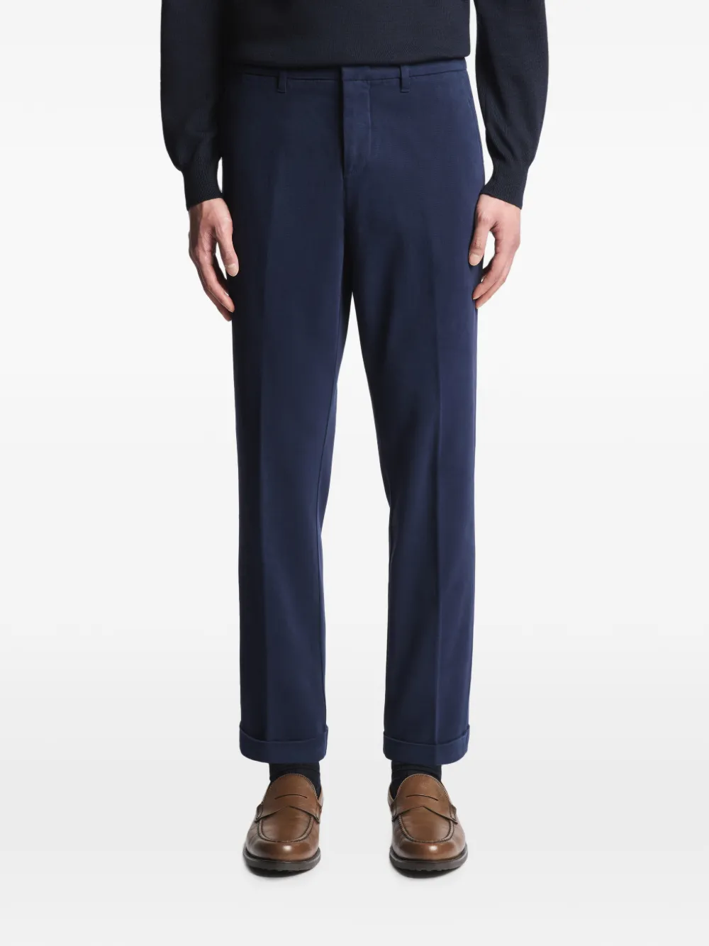 Fay Capri broek met omgeslagen pijpen Blauw