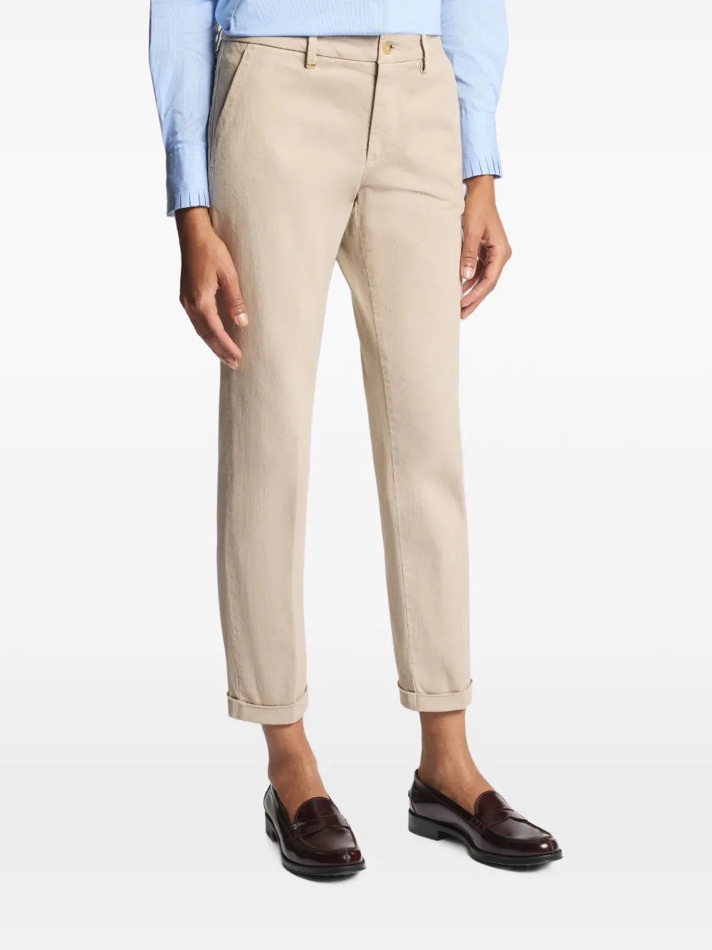 Fay Broek met omgeslagen pijpen Beige