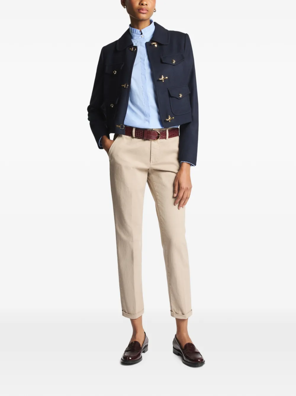 Fay Broek met omgeslagen pijpen Beige