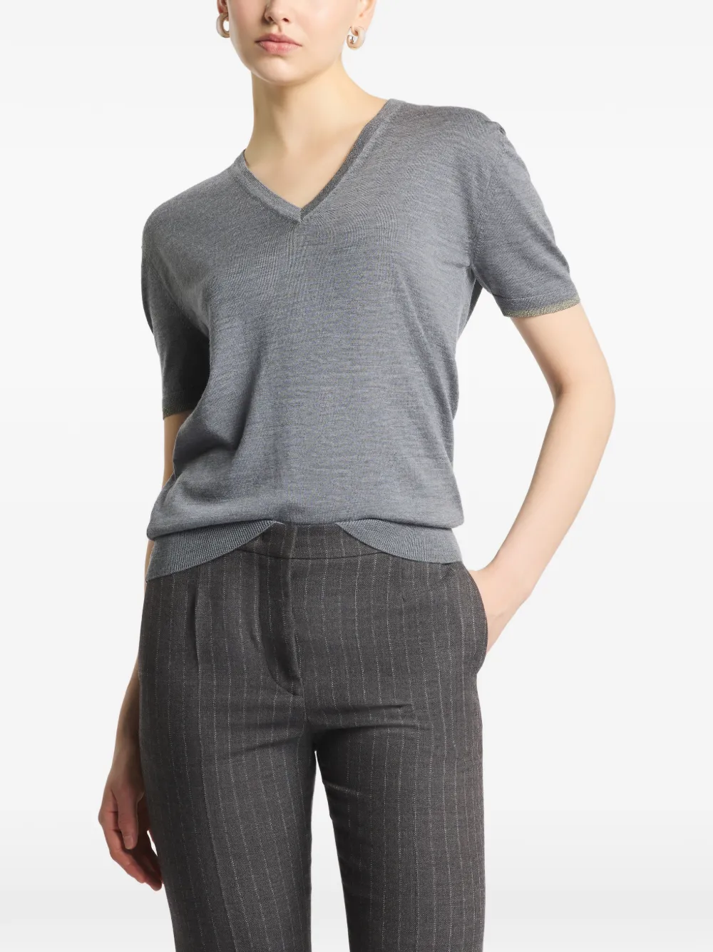 Fay T-shirt met V-hals Grijs