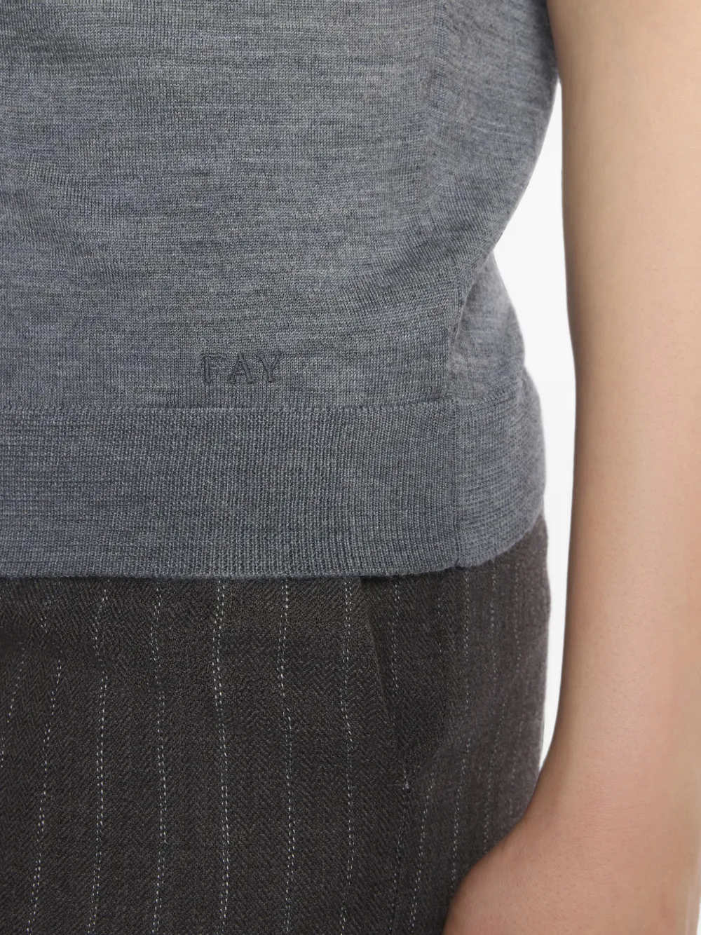 Fay T-shirt met V-hals Grijs