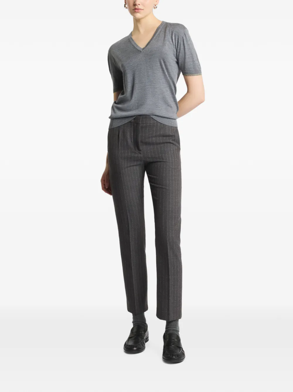 Fay T-shirt met V-hals Grijs