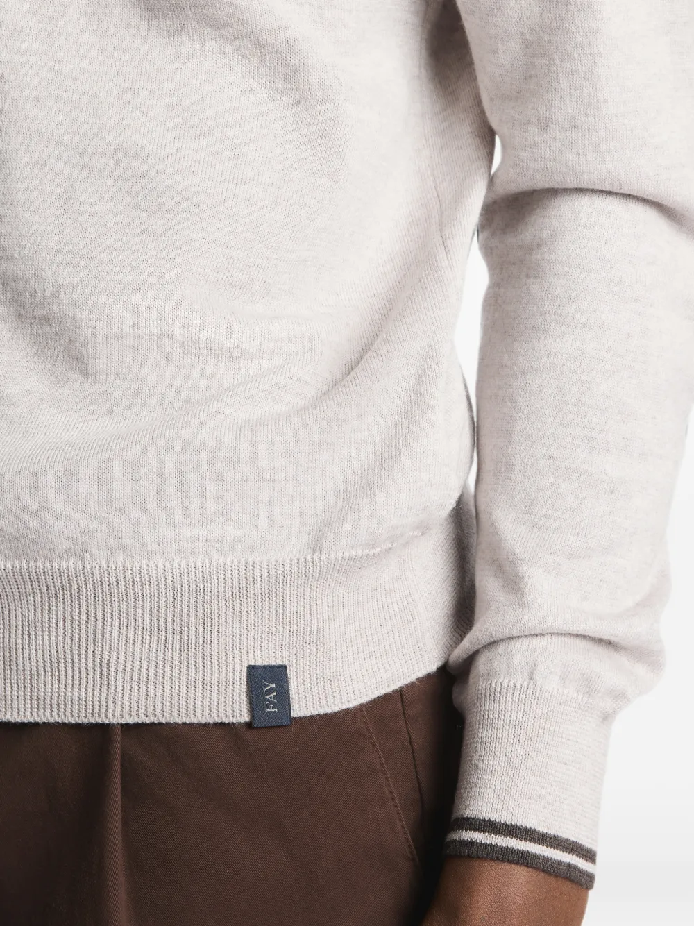 Fay Trui met elleboogpatch en gestreepte afwerking Beige