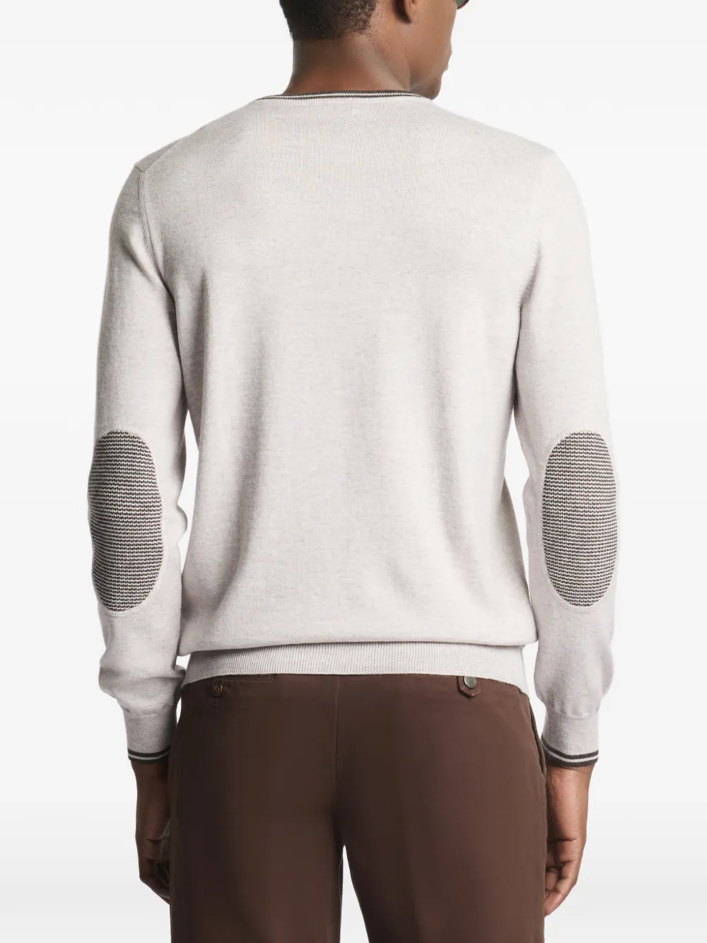 Fay Trui met elleboogpatch en gestreepte afwerking Beige