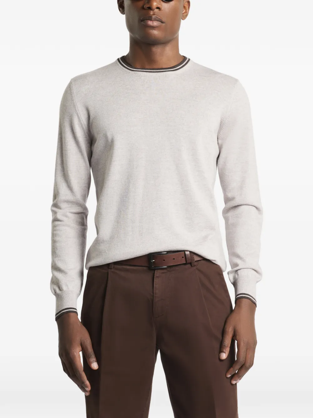 Fay Trui met elleboogpatch en gestreepte afwerking Beige