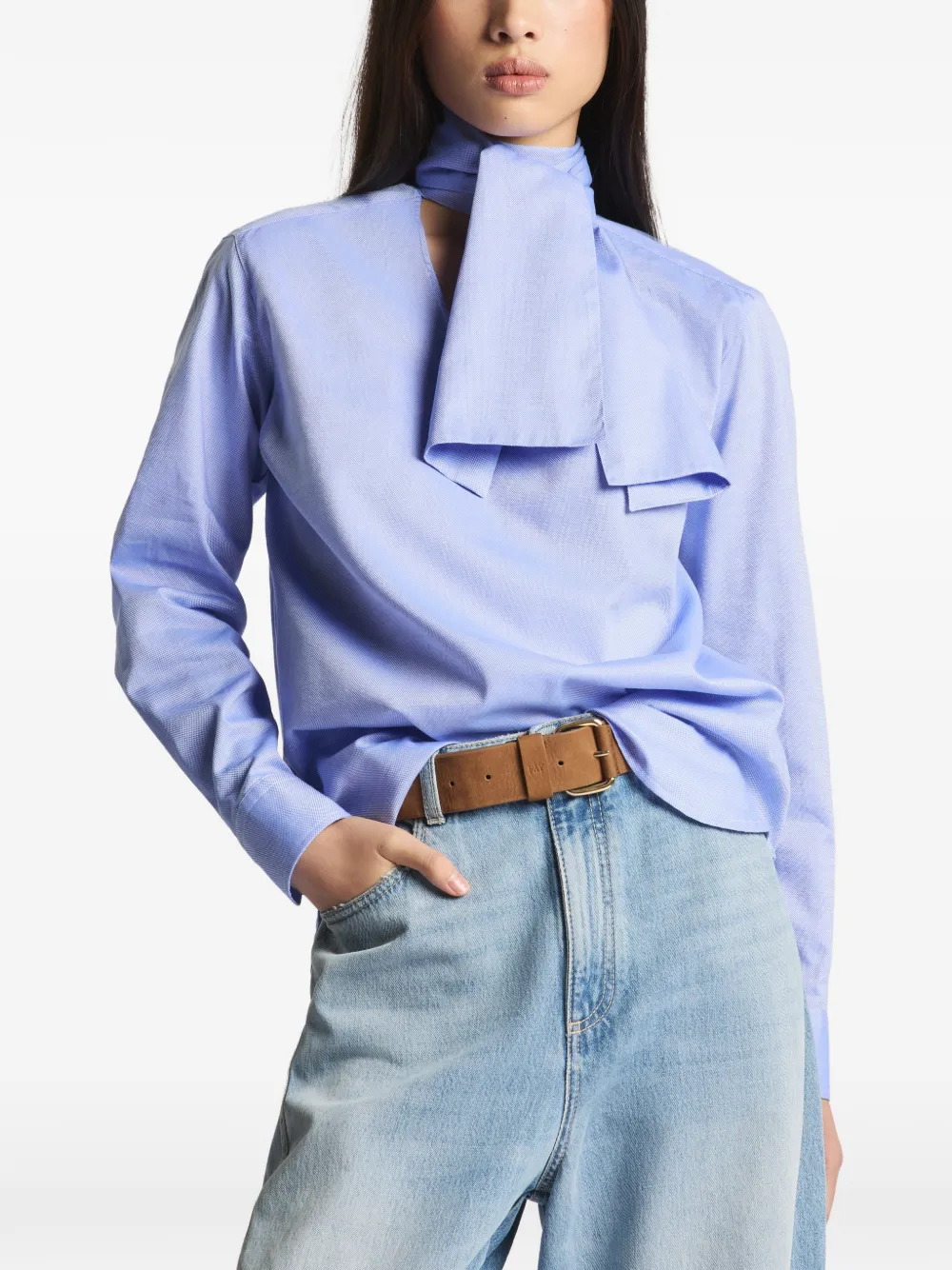Fay Blouse met foulard-hals Blauw