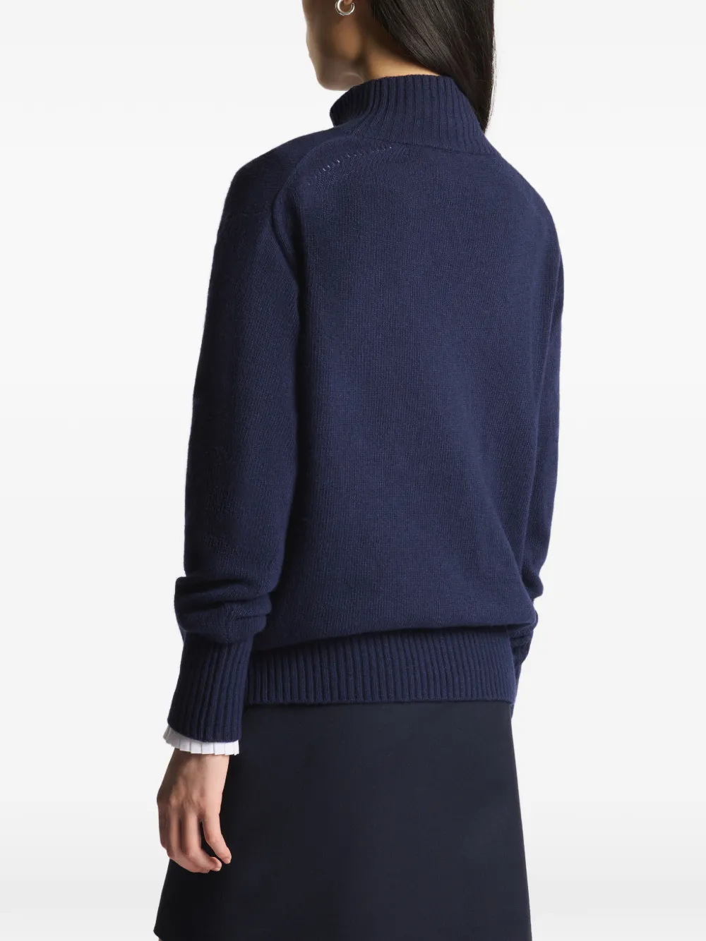 Fay Trui met hoge hals en geribbelde afwerking Blauw
