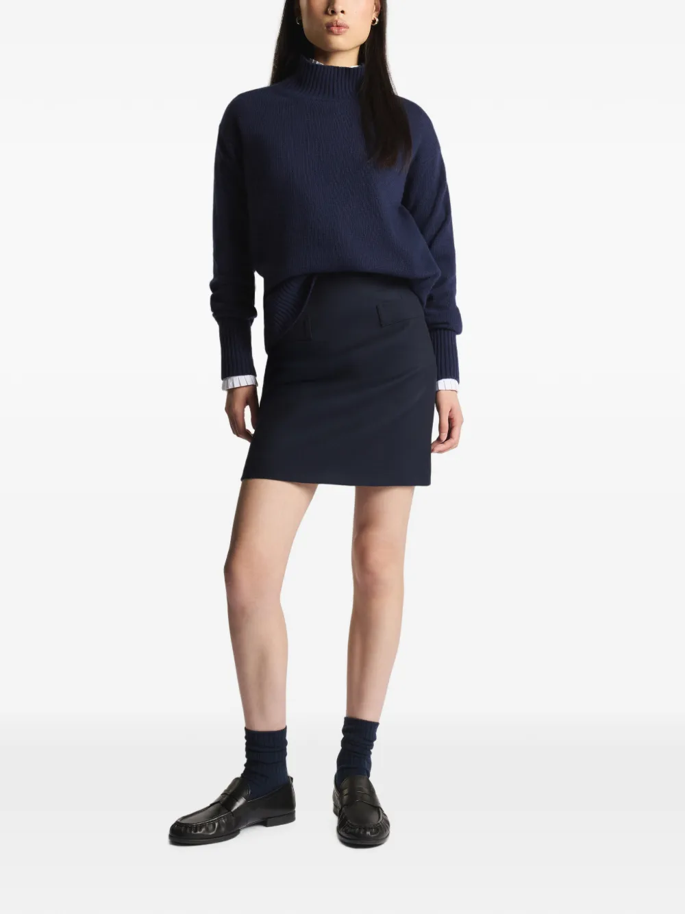 Fay Trui met hoge hals en geribbelde afwerking Blauw