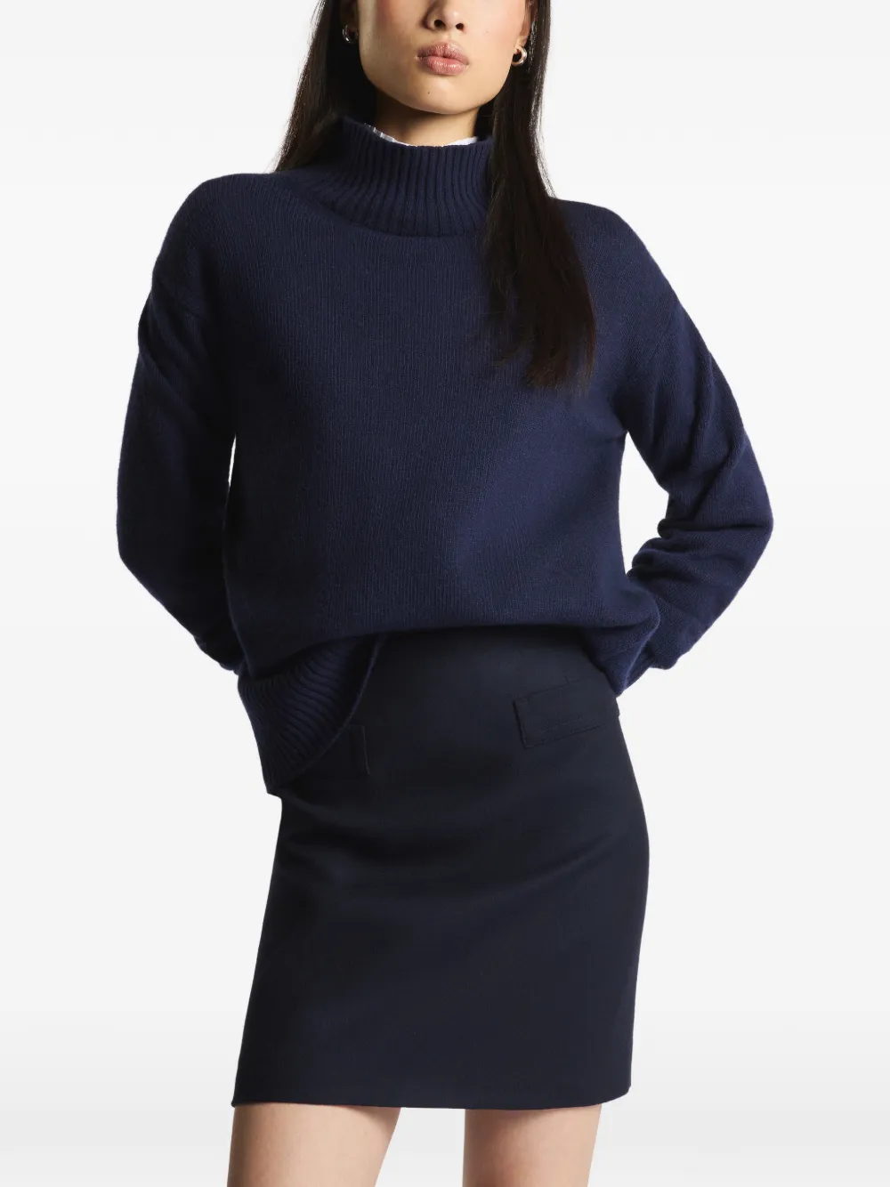 Fay Trui met hoge hals en geribbelde afwerking Blauw