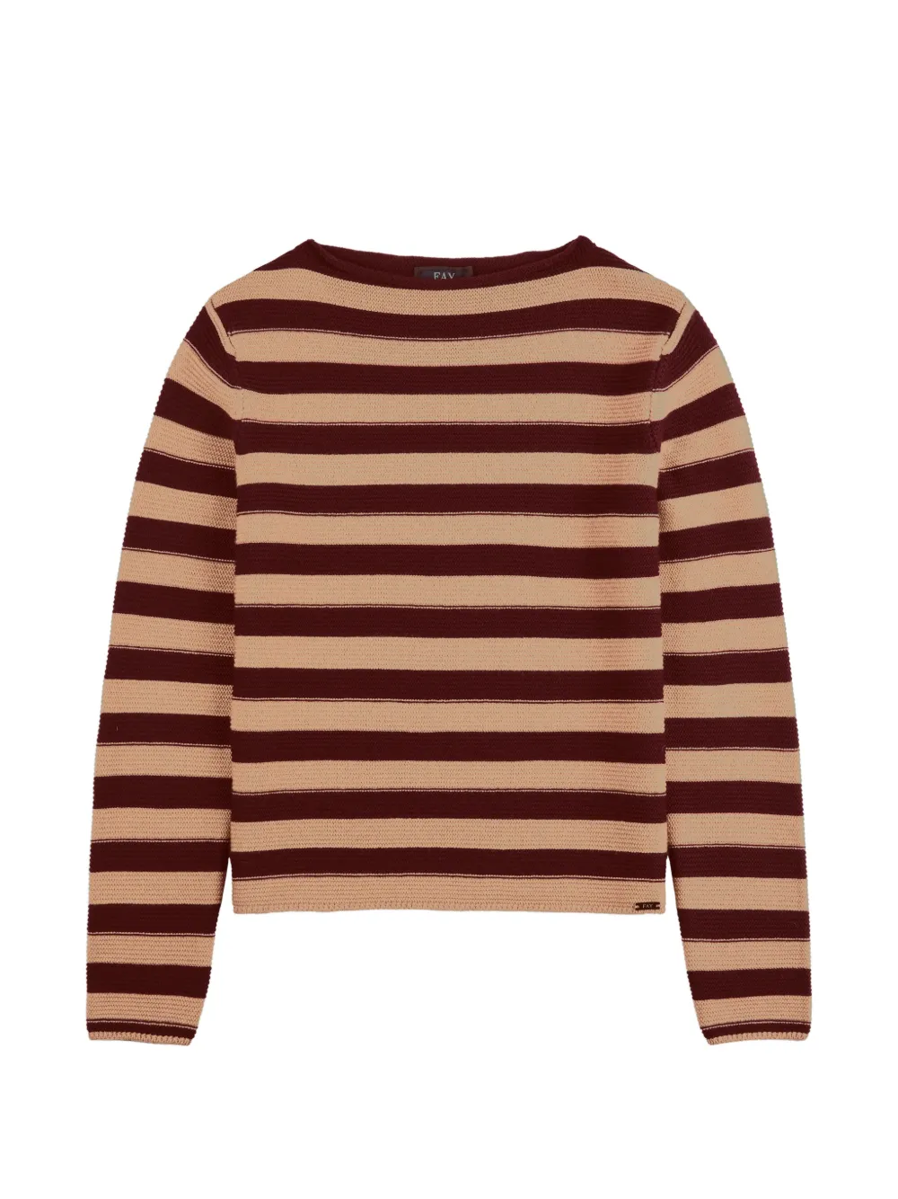 Fay striped boat-neck sweater Beige