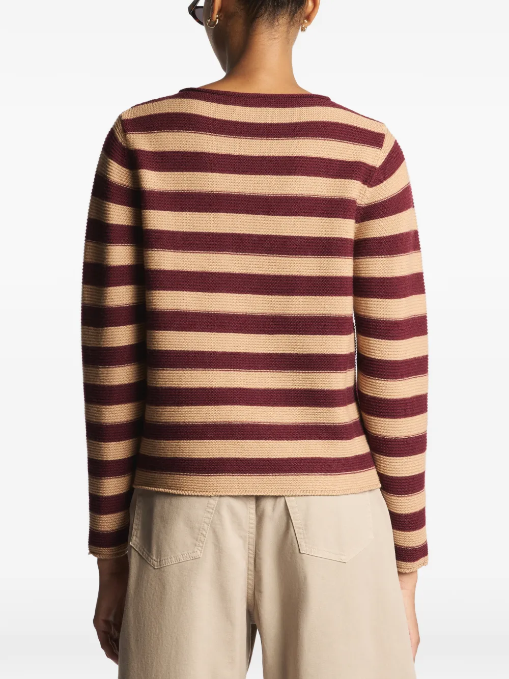 Fay striped boat-neck sweater Beige